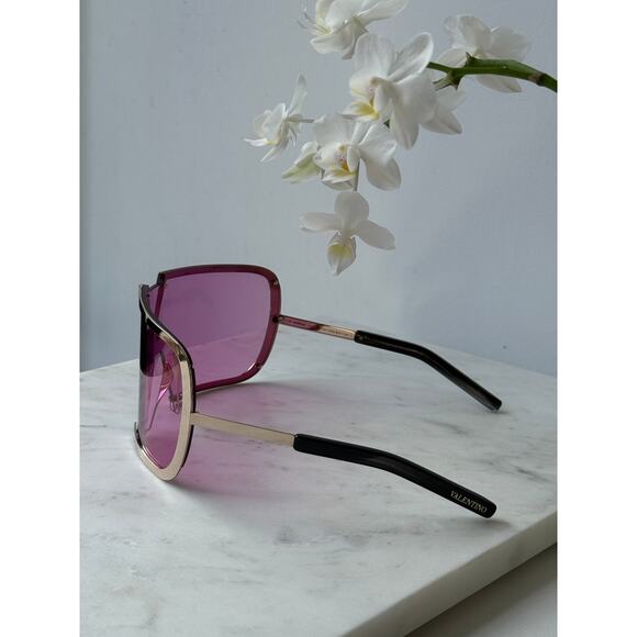NEW Valentino Romask Gold Pink Mask Sunglasses $950 - Picture 8 of 9
